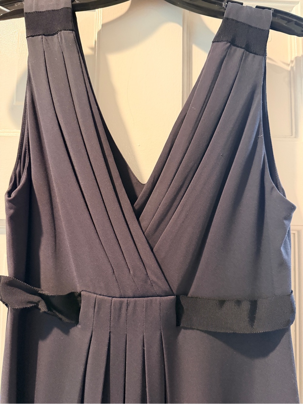 BCBGMaxAzria Black V-Neck Pleated Sleeveless Dress